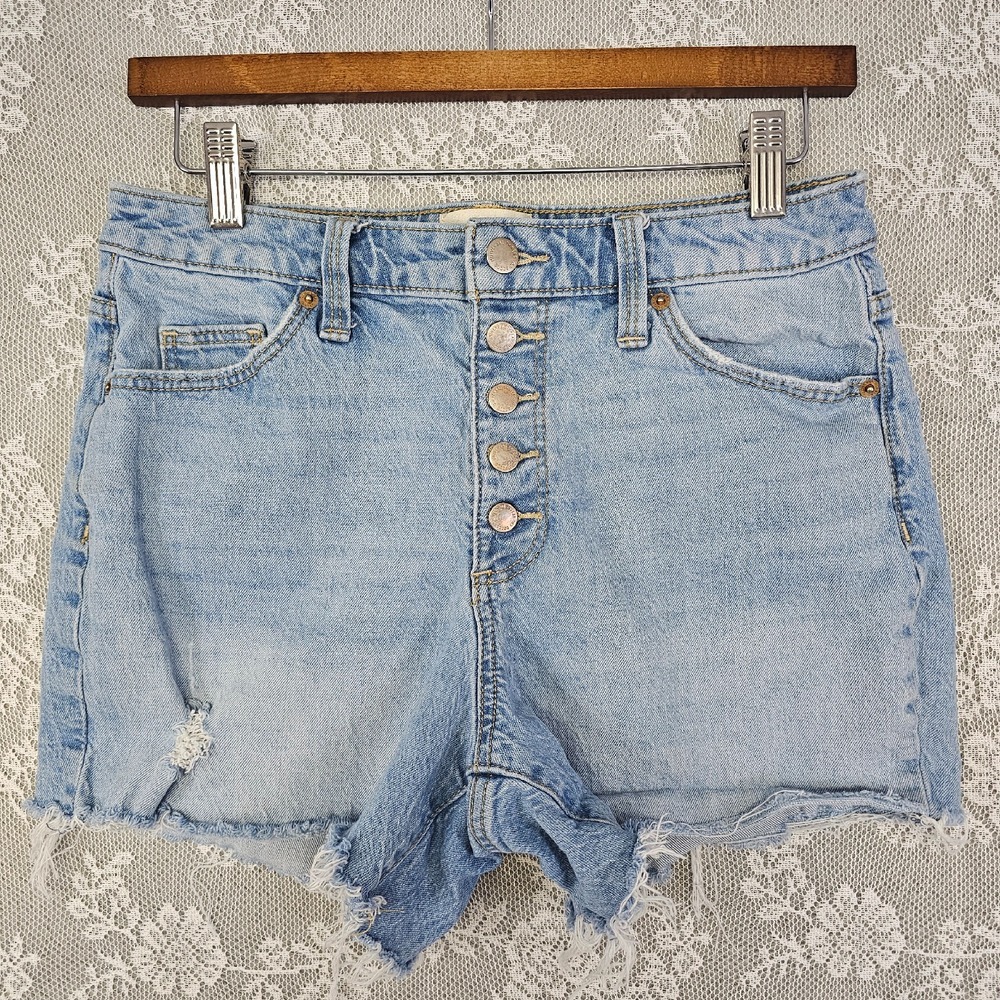 Universal Thread Denim Shorts Women's 4/27R Vintage Midi Button Fly‎ Raw Hem